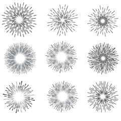 Radial speed Lines in Circle Form for comic books . fireworks Explosion background . Vector Illustration . Starburst
 round Logo . Circular Design element . Abstract Geometric star rays . Sunburst .