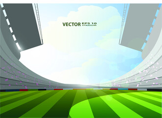 Football Arena. Sports stadium with lights background. © Kalawin