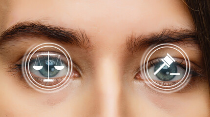 Peace reflection in eye. justice icons