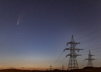 Comet C / 2020 F3 (NEOWISE) flying over Gobustan. Azerbaijan