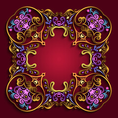 Abstract vector ornamental nature color vintage frame.