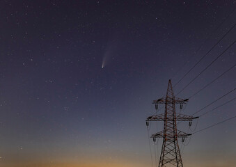 Comet C / 2020 F3 (NEOWISE) flying over Gobustan. Azerbaijan