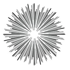 Naklejka premium Radial speed Lines in Circle Form for comic books . fireworks Explosion background . Vector Illustration . Starburst round Logo . Circular Design element . Abstract Geometric star rays . Sunburst .