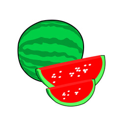 
illustration of fresh and sweet watermelon red and green