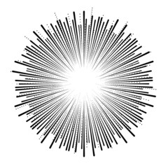 Obraz premium Radial speed Lines in Circle Form for comic books . fireworks Explosion background . Vector Illustration . Starburst round Logo . Circular Design element . Abstract Geometric star rays . Sunburst .