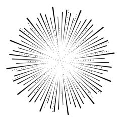 Obraz premium Radial speed Lines in Circle Form for comic books . fireworks Explosion background . Vector Illustration . Starburst round Logo . Circular Design element . Abstract Geometric star rays . Sunburst .