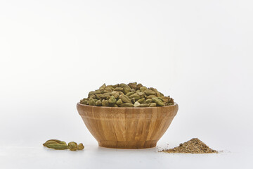 Cardamom shot on white background