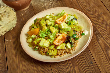 Zucchini Farro Salad with Homemade Pesto