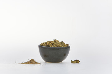 Cardamom shot on white background