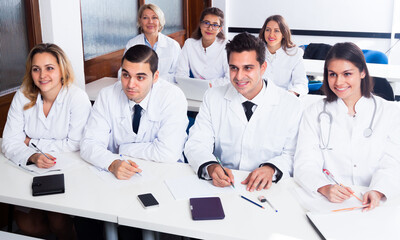 interns at lecture at university