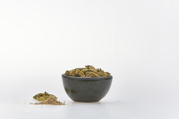 Cardamom shot on white background