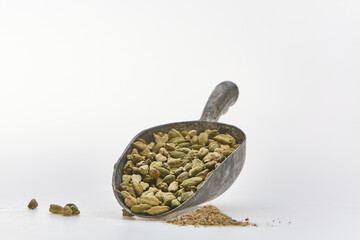 Cardamom shot on white background