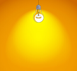Light bulb illuminates background, creative layout with copy space for text, beautiful vector illustration.