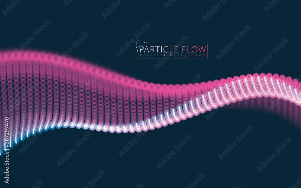 Poster abstract background with dynamic particles sound wave. vector abstract dark background. mesh of glow