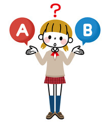二択　女子学生　悩む