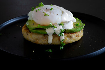 English Muffin, Poached Egg, Avocado and Sauce