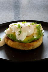 English Muffin, Poached Egg, Avocado and Sauce