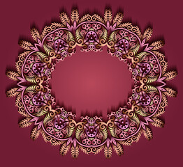 Abstract vector ornamental nature color vintage frame.