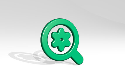 SEO SEARCH SETTINGS from a perspective with the shadow. A thick sculpture made of metallic materials of 3D rendering. illustration and business