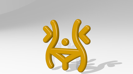 DIET WAIST made by 3D illustration of a shiny metallic sculpture with the shadow on light background. food and fresh