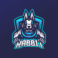 Rabbit esport gaming mascot logo template for streamer team. esport logo design with modern illustration concept style for badge, emblem and tshirt printing