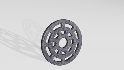 CASINO ADD CHIPS made by 3D illustration of a shiny metallic sculpture casting shadow on light background. card and gambling