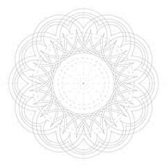 Abstract mandala or whimsical ornament line art for design or coloring