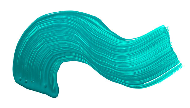 Blue turquoise brush stroke isolated on white background. Turquoise abstract zigzag stroke. Colourful watercolor brush stroke