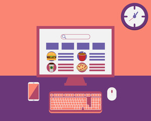 want to order food delivery online from the application vector