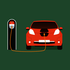 Charging an electric car at an EV charging station