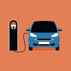 Charging an electric car at an EV charging station