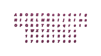 3D illustration of by individual letters on a wall of white background with calligraphic font and bright colors