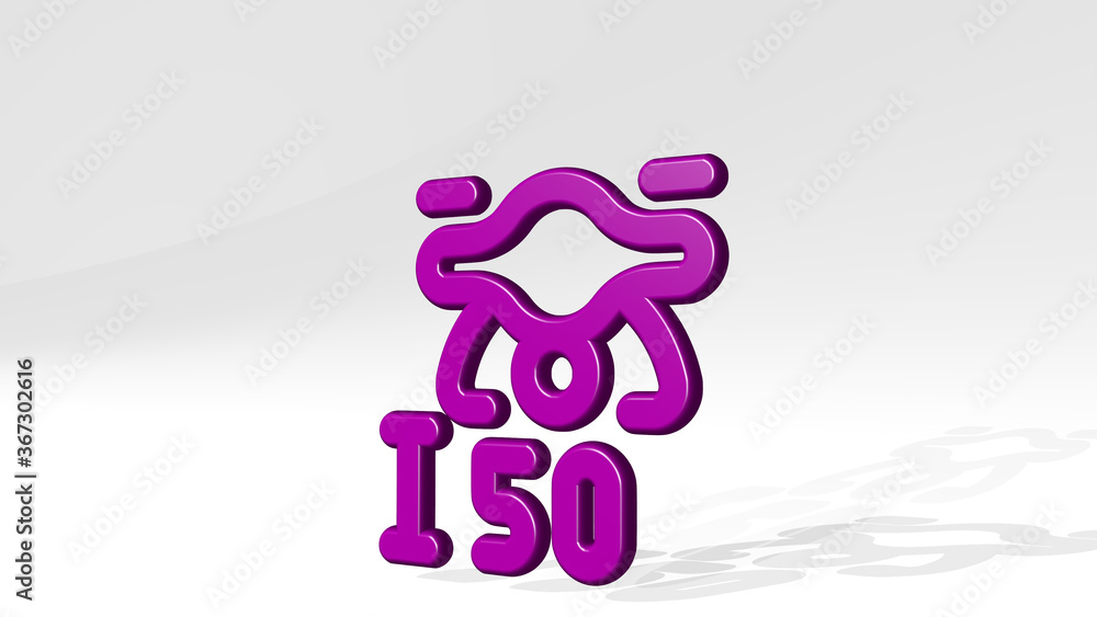 Poster drone height stand with shadow. 3d illustration of metallic sculpture over a white background with m