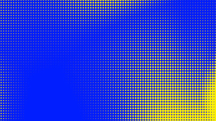 Dots halftone blue yellow color pattern gradient texture with technology digital background. Dots pop art comics with summer background.