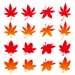 紅葉のシルエットイラスト