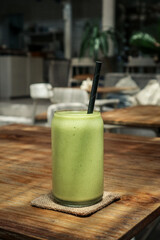 Glass of green smoothie