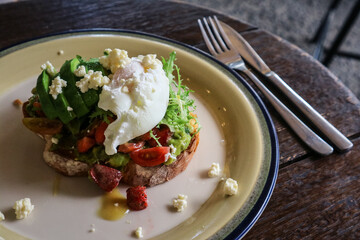 Avocado toast with poached egg