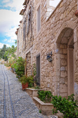 Fototapeta na wymiar Alacati Town in Turkey, old stone houses, Historical streets, cesme, 