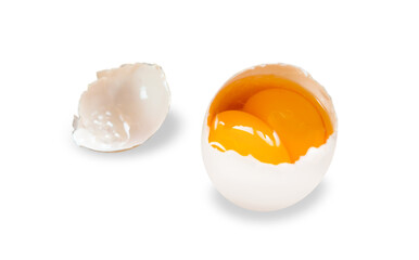 Big egg with double yellow isolated on white background 