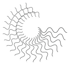 Radial speed Lines in Circle Form for comic books . Explosion background . Vector Illustration .Technology round Logo . Circular Design element . Abstract Geometric shape . Sunburst .