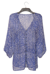 silk blue blouse is on white