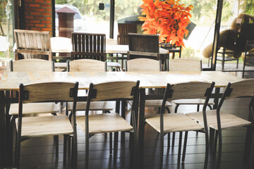 empty wood chair in restaurant