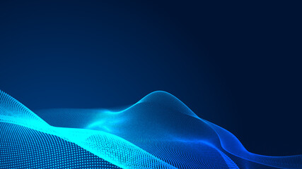 Dot blue wave light screen gradient texture background. Abstract  technology big data digital background. 3d rendering.