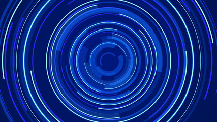 Circle blue neon light technology Hi-tech dark background. Abstract graphic digital future concept design.
