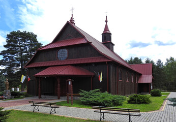 built in 1921 of wood, a Roman Catholic church dedicated to Saint Michael the Archangel in Czarnia in Masovia, Poland