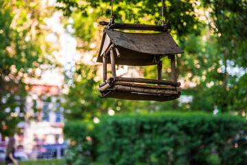 A selfmade birdhouse on a tree