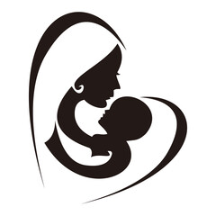 mom and kids logo. Baby care icon. Mother hand and baby icon