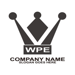 WPE crown logo template design vector