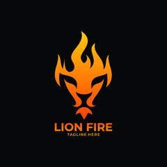 lion logo with a face forming a fire
