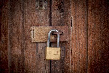 Locked padlock with at door.select focus